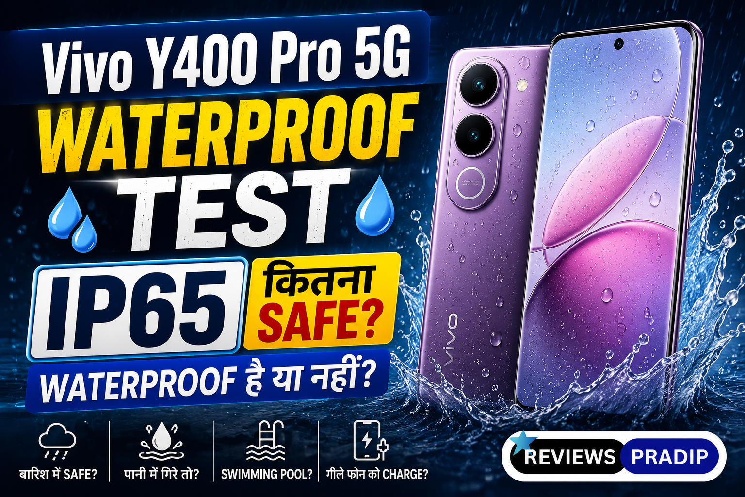 Vivo Y400 Pro 5G Waterproof Test: IP65 कितना Safe है? 1 Vivo Y400 Pro 5G Waterproof Test – IP65 Water Resistance
