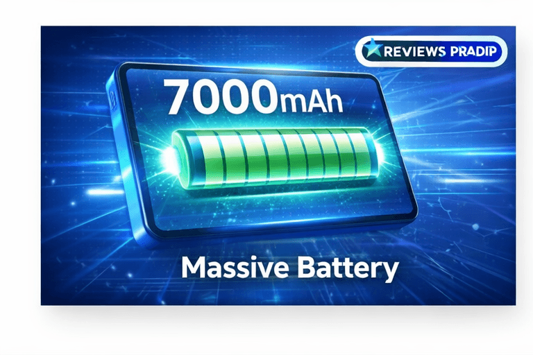 realme Narzo 90 5G Review 2026 - फीचर्स, स्पेसिफिकेशन, कैमरा, बैटरी, और बेस्ट फीचर्स 4 7000mAh Battery graphic