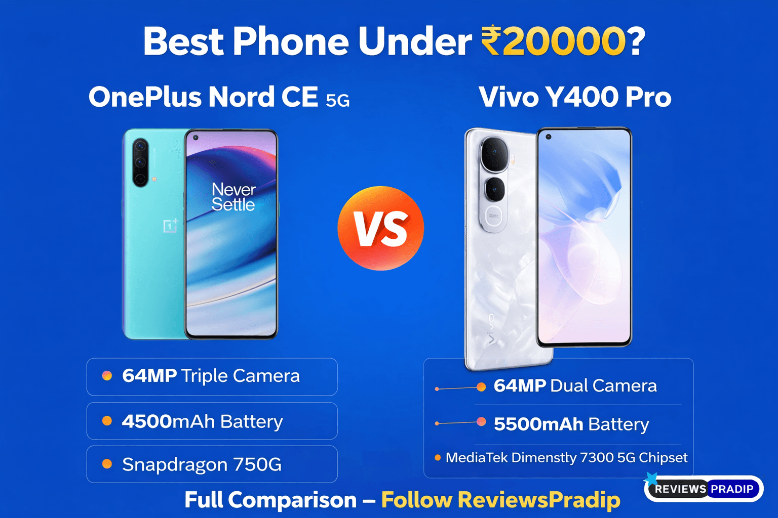 Vivo Y400 Pro 5G vs OnePlus Nord CE5: Best कौन है?