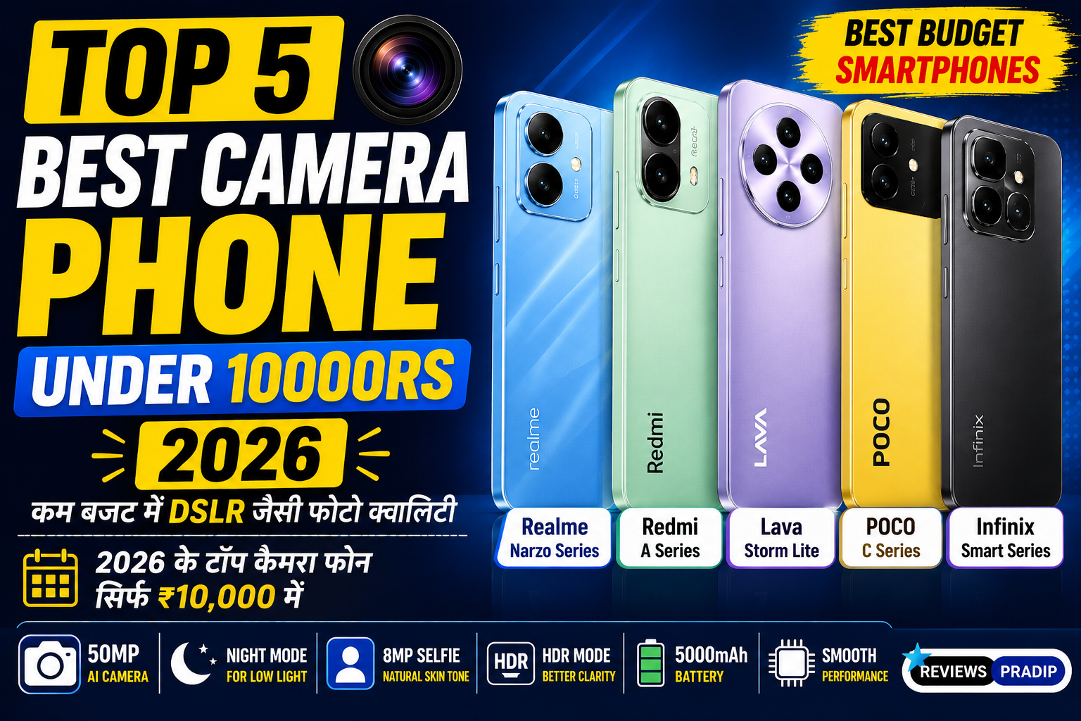 Top 5 Best Camera Phone under 10000rs 2026 – Best Budget Camera Smartphones Hindi