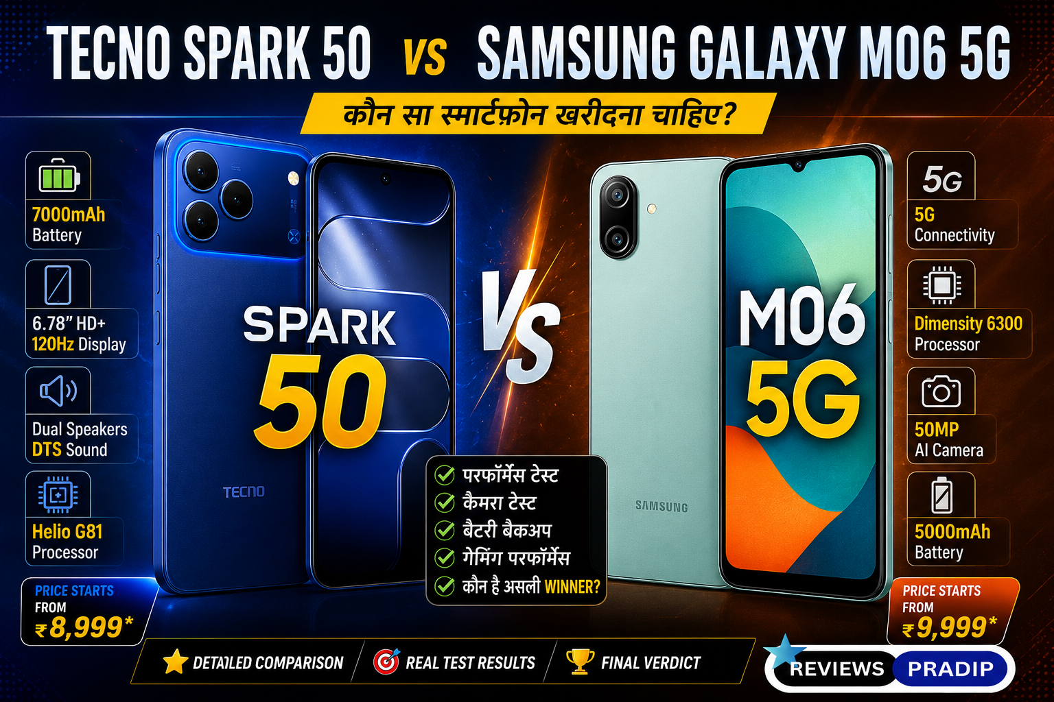 Tecno Spark 50 vs Samsung Galaxy M06 5G: कौन सा फोन खरीदना चाहिए? 1