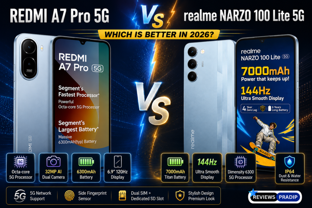 realme NARZO 100 Lite 5G vs REDMI A7 Pro 5G